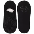Czarne koronkowe stopki damskie Moraj z kwiatowym wzorem – widok przodu i tyłu