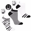 Skarpetki damskie stopki Moraj bawełniane 3-pak z haftem zebra
