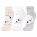 Skarpetki damskie stopki Moraj 3-pak z pieskiem przodem beżowe białe szare 38-41
