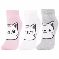 Skarpetki damskie stopki Moraj 3-pak z kotkiem przodem różowe białe szare 38-41