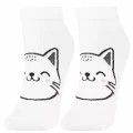 Białe skarpetki damskie stopki Moraj z kotkiem przód rozmiar 38-41