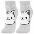 Szare skarpetki damskie stopki Moraj z kotkiem przód rozmiar 38-41