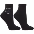 Czarne skarpetki damskie Moraj z nadrukiem misia, bawełniane, rozmiar 38–41.