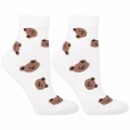 Skarpetki damskie Moraj w całości zdobione misiowymi buźkami, bawełniane, rozmiar 38–41.