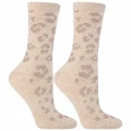 Beżowe skarpetki damskie Moraj z łaciatym wzorem i subtelnym połyskiem, rozmiar 38–41.