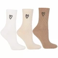Damskie skarpetki Moraj 3-pak z serduszkiem biały beżowy brązowy