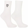 Białe damskie skarpetki Moraj z serduszkiem prążkowane
