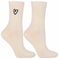 Beżowe skarpetki damskie Moraj z haftem serca
