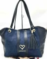 Massimo Contti granatowa shopperka – fason rozpięty z ozdobnym chwostem i złotym serduszkiem