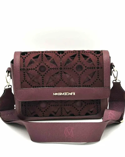 Bordowa listonoszka Massimo Contti ażurowa przód