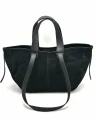 Laura Biaggi damska mini shopperka czarna z naturalnego zamszu – przód