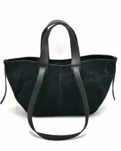 Laura Biaggi damska torebka mini shopperka czarna – włoski zamsz, format A5