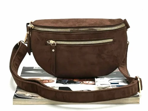 Brązowa torebka nerka Gallantry Paris z ekozamszu – przód z kieszonką