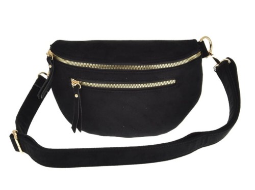 Czarna torebka nerka Gallantry Paris z ekozamszu – przód z kieszonką