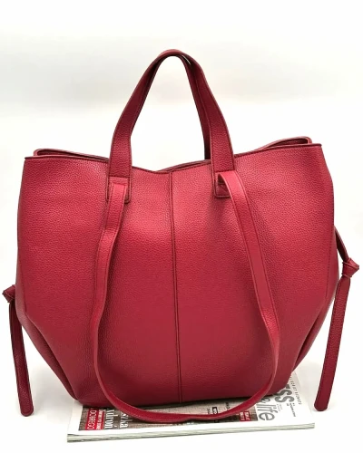 Czerwona damska torebka shopper Gallantry Paris w fasonie spiętym, elegancka i smukła forma