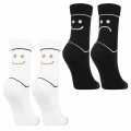 Skarpetki damskie Moraj dwupak – białe i czarne skarpetki z emotką, długie za kostkę