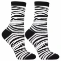 Skarpetki damskie Moraj czarno-białe w linie – długie skarpety bawełniane