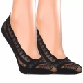 Stopki baleriny damskie Moraj czarne z koronką na stopie