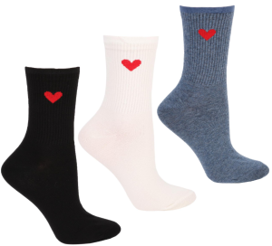 Moraj – Damskie skarpety długie z szerokim ściągaczem i serduszkiem | 3-pak, rozmiar 38–41