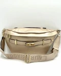 Laura Biaggi damska torebka nerka złota – elegancka nerka crossbody z logowanym paskiem