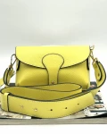 Laura Biaggi damska torebka mini listonoszka żółta – elegancka skóra naturalna