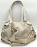 Laura Biaggi damska torebka na ramię – jasnobeżowa ze skóry ekologicznej