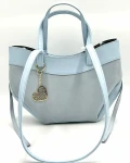Laura Biaggi damska torebka shopper jasnoniebieska zamszowa z podwójnymi uchwytami 