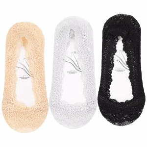 Moraj damskie stopki koronkowe 3-pak – czarne, błękitne, morelowe (38–41)