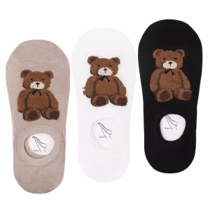 Skarpetki stopki damskie Moraj 3-pak z misiem bezuciskowe 38-41 beżowe białe czarne