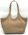 Torebka shopper Laura Biaggi taupe wykonana z miękkiego ekozamszu i skóry ekologicznej. Modna shopperka damska w odcieniu cappuccino, beżu i jasnego brązu.