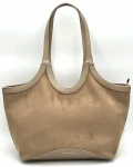 Laura Biaggi torebka shopper taupe na ramię z ekozamszu