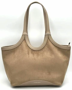 Laura Biaggi torebka shopper taupe na ramię z ekozamszu