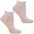 Beżowe skarpetki stopki damskie z haftem kwiatowym bawełniane 38–41