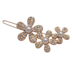 Złota spinka do włosów z kwiatuszkami i kryształkami – elegancja w każdym detalu