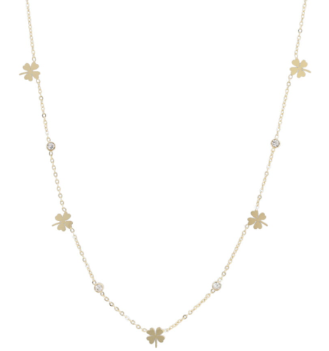 Naszyjnik złoty ze stali chirurgicznej z oczkami i koniczynkami