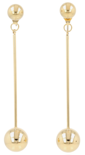 Złote kolczyki kulki na drucie, stal nierdzewna 316L, średnica kulek 12 mm i 8 mm, długość 6,5 cm