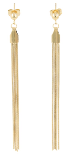 Złote kolczyki wiszące typu żmijki ze stali nierdzewnej 316L – długość 8 cm, zapięcie sztyft