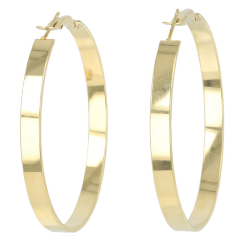 Kolczyki złote płaskie koła 5 cm – stal nierdzewna, nowoczesna elegancja