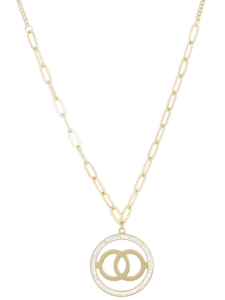 Naszyjnik złoty stal chirurgiczna z zawieszką ring