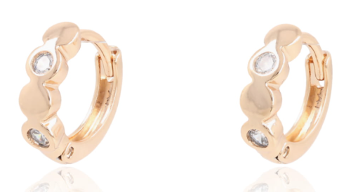 kolczyki kółeczka z cyrkoniami, pozłacana miedź rodowana 18k