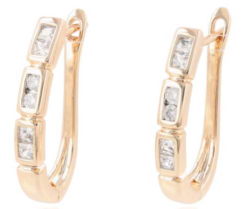 złote kolczyki podkowy z cyrkoniami – biżuteria codzienna