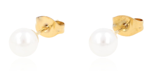 Kolczyki wkrętki perełki 8 mm złote z przodu