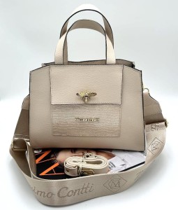 Massimo Contti damska torebka kuferek z pszczółką beżowa