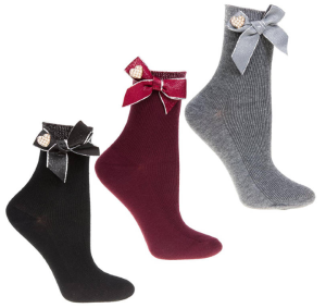 Skarpetki Damskie Glamur z Kokardką i Srebrnym Wykończeniem – 3-Pak Moraj (rozmiar 38–41)