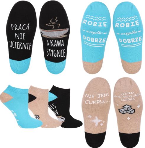 Zestaw 3 par damskich stopek MORAJ z napisami