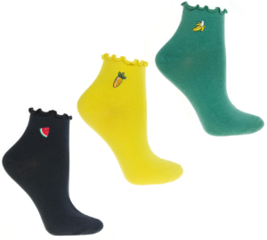 Moraj damskie skarpetki z haftem owoców i warzyw – zestaw kolorowy III (38–41)