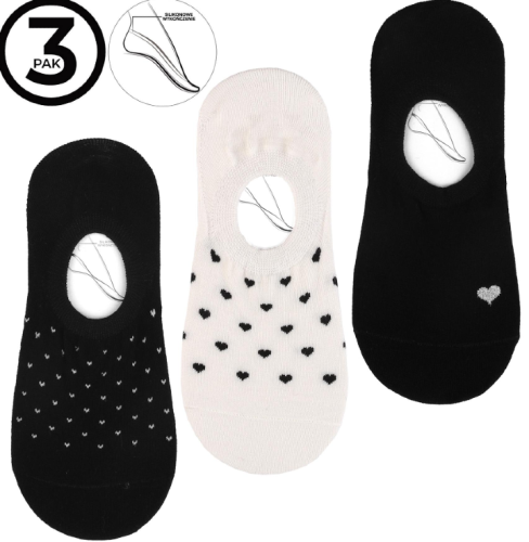 Moraj stopki z sercem – damskie, 3-pak, bawełna