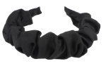 Czarna opaska do włosów – plastikowa z marszczonym materiałem