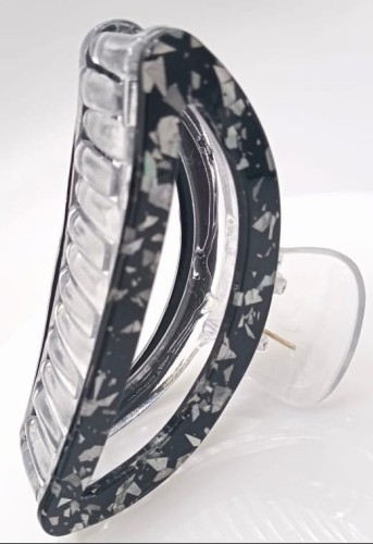 Spinka klamra do włosów przezroczysta czarno srebrna duża.