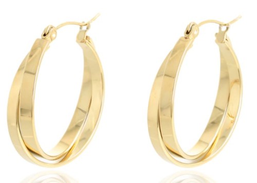 Kolczyki damskie złote koła podwójne – widok z przodu, pokazujący elegancki, podwójny design.